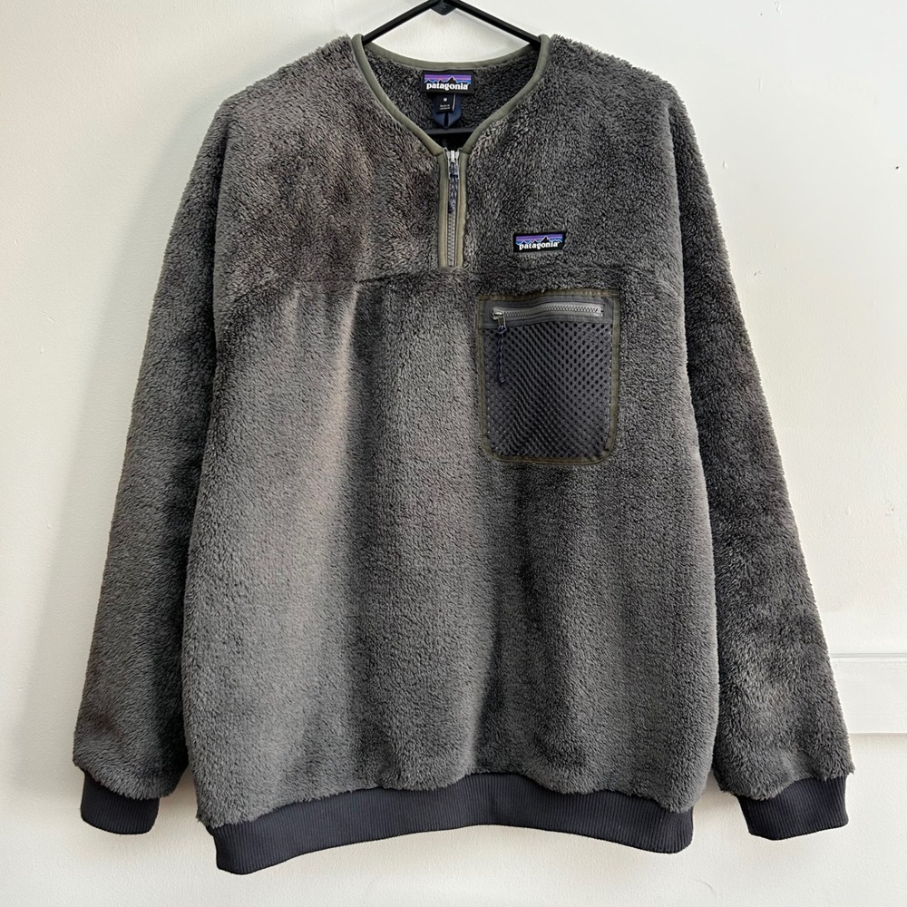 Patagonia Mens Double Sided Fleece Pullover Quarter Zip Forge Grey 22890 Size M